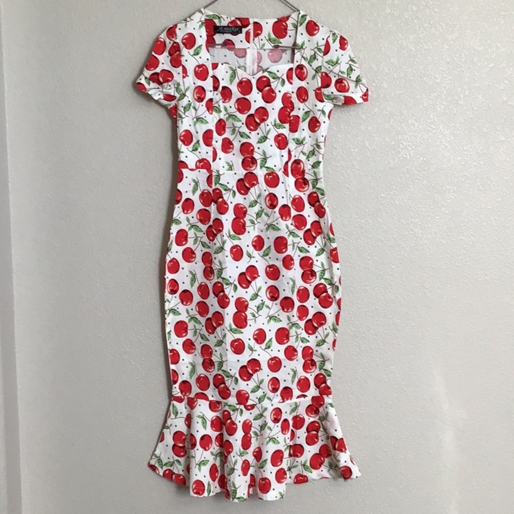 Cherry print wiggle dress